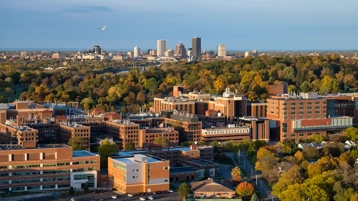 Aerial image of University of Rochester Medicine campus