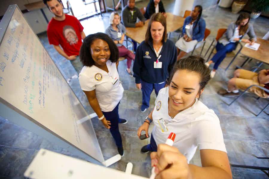 ABSN student with mask in the classroom