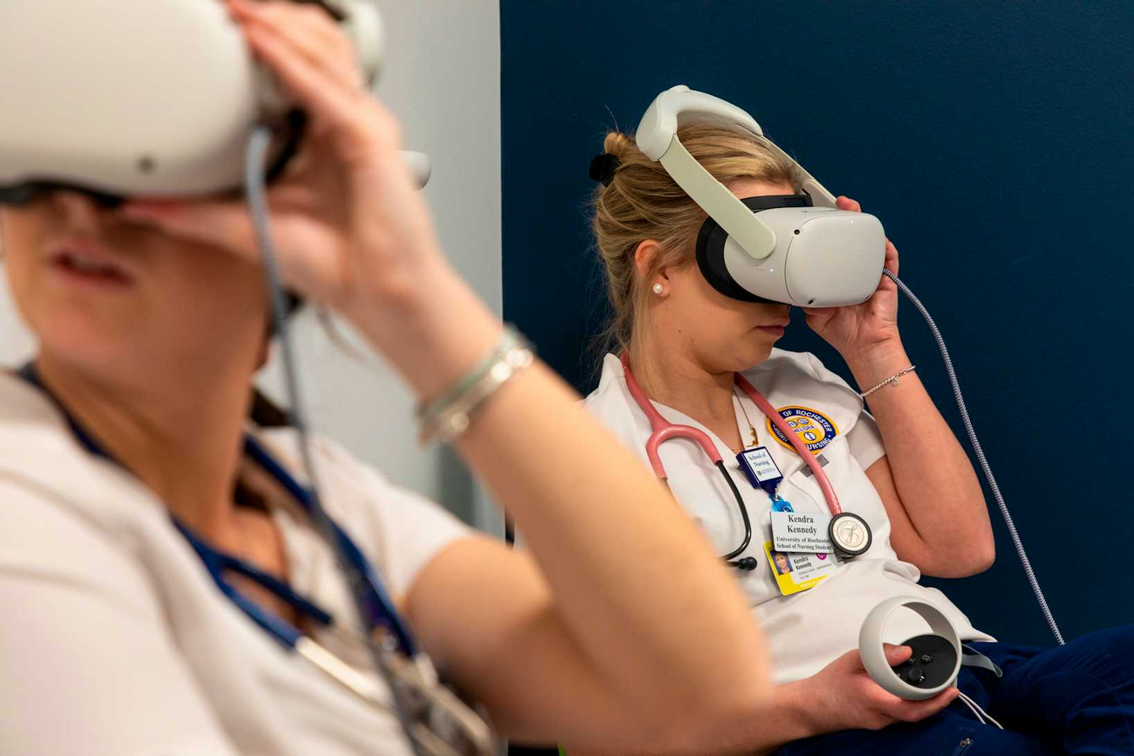 Nursing students using VR technology