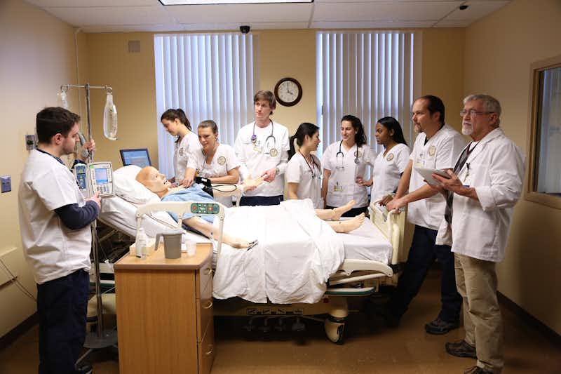 Accelerated Nursing Program students in the simulation lab.
