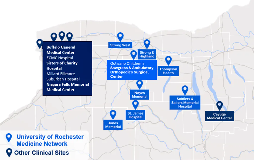 Map of Western NYS clinical sites