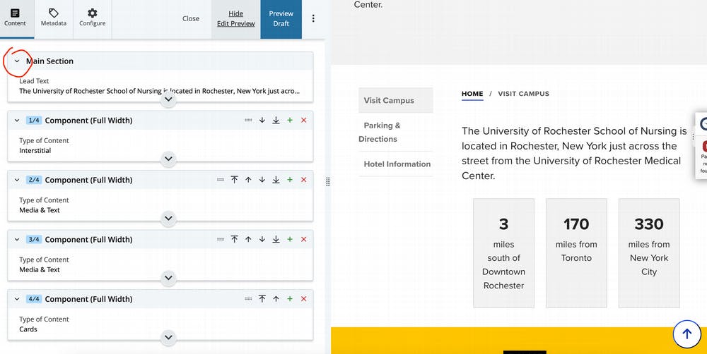 Cascade CMS Locating Folder and Page