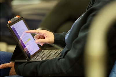 Student using an iPad