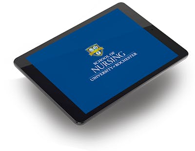 ipad with School of Nursing logo on its display screen