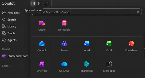 Screenshot of copilot window
