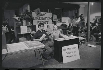 Photo citation: Manuscripts and Archives Division, The New York Public Library. (1969 - 1972). Gay Liberation Front meeting at Washington Square Methodist Church Retrieved from https://digitalcollections.nypl.org/items/739bde20-2725-0137-e94a-2fbe9c17ddfc