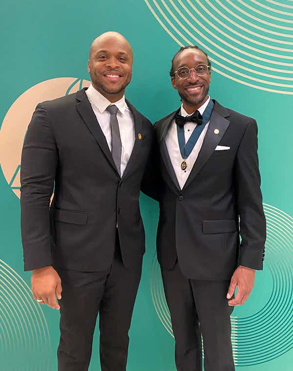 Mitchell Wharton with Alum Orlando Harris at the American Academy of Nursing induction ceremony in October, 2023.