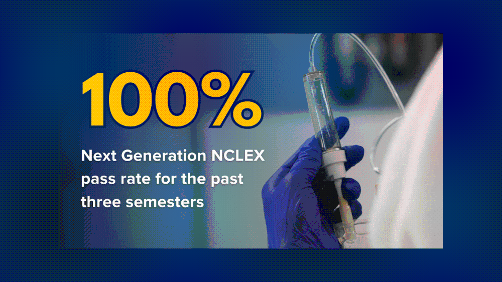 UR Nursing Achieves Historic 100% NCLEX pass rate, graphic