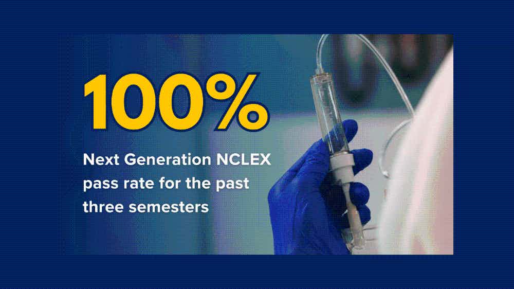 UR Nursing Achieves Historic 100% NCLEX pass rate, graphic