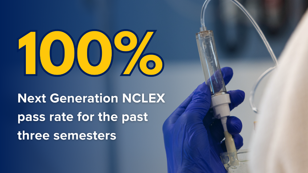UR Nursing Achieves Historic 100% NCLEX pass rate, graphic