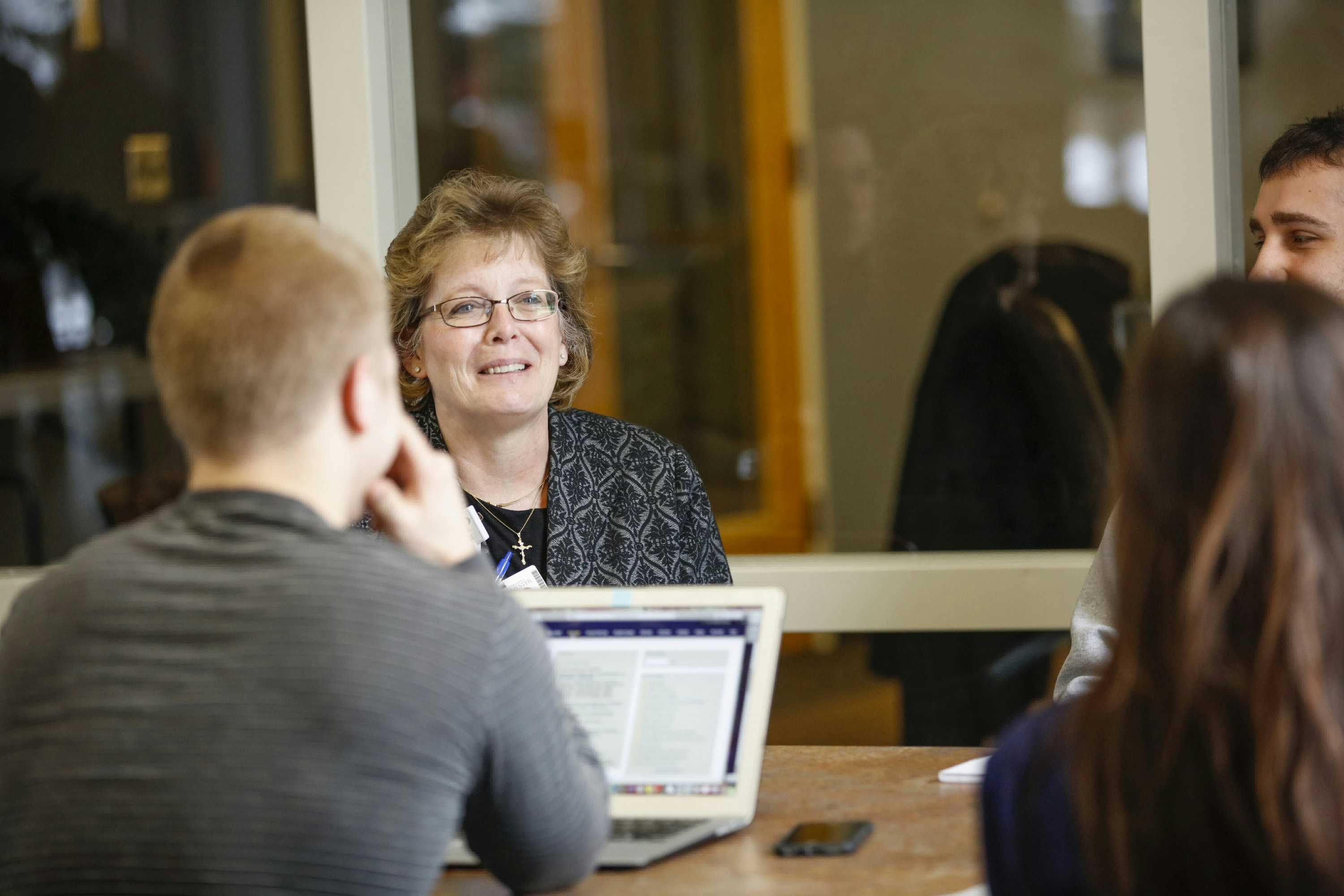 Kathy Rideout with students