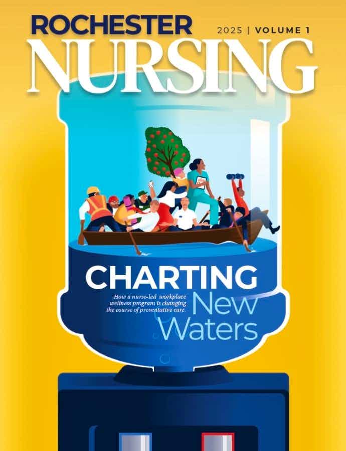 Nursing magazine cover featuring Charting New Waters